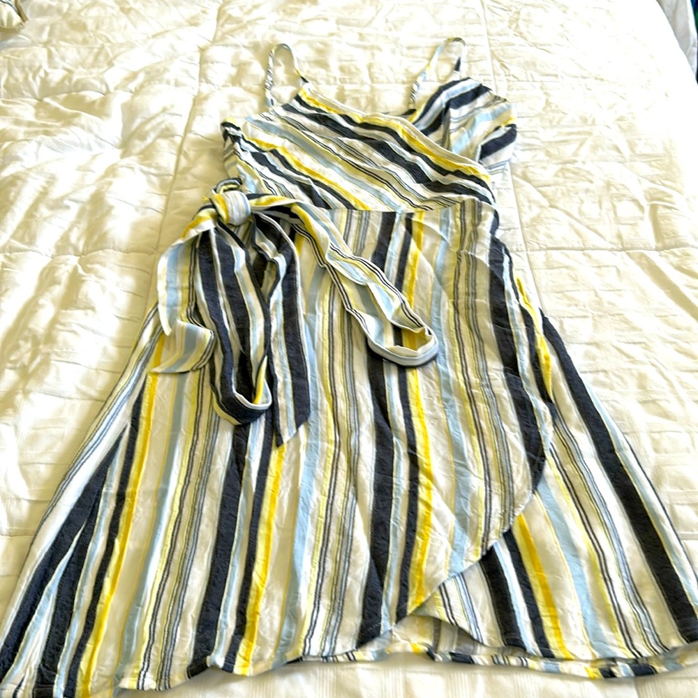 LOFT Multi Color Striped Ryan Wrap Dress Size 0